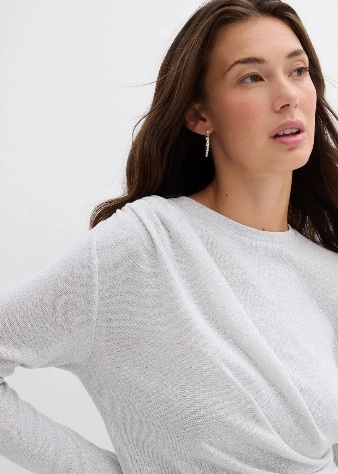 bonprix Shirts & Tops^Langarmshirt mit Raffungen silber