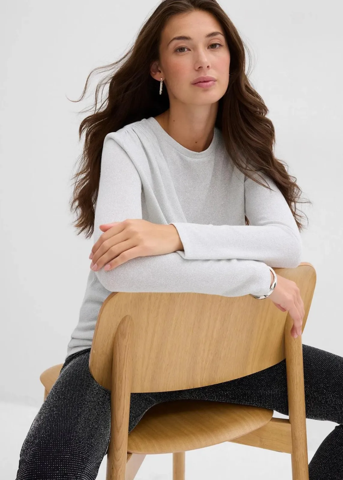 bonprix Shirts & Tops^Langarmshirt mit Raffungen silber