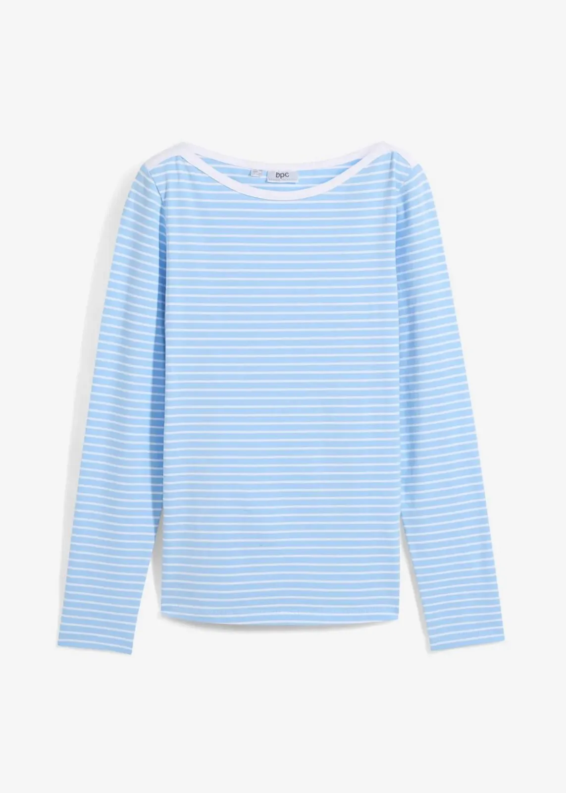 bonprix Nachhaltigere Materialien|Shirts & Tops^Langarmshirt mit reiner Bio-Baumwolle hellblau/weiß gestreift