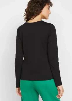 bonprix Shirts & Tops|Basics^Langarmshirt mit reiner Bio-Baumwolle schwarz