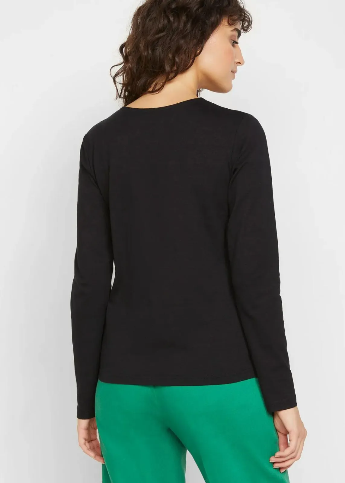 bonprix Shirts & Tops|Basics^Langarmshirt mit reiner Bio-Baumwolle schwarz