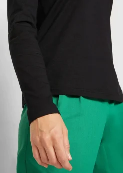 bonprix Shirts & Tops|Basics^Langarmshirt mit reiner Bio-Baumwolle schwarz