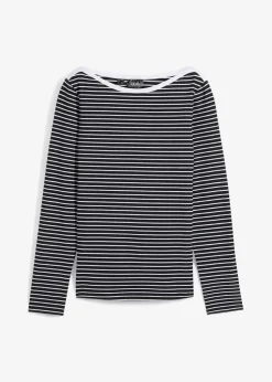bonprix Bekleidung·Röcke|Basics^Langarmshirt mit reiner Bio-Baumwolle schwarz/weiß gestreift
