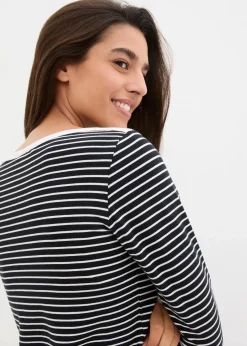 bonprix Bekleidung·Röcke|Basics^Langarmshirt mit reiner Bio-Baumwolle schwarz/weiß gestreift