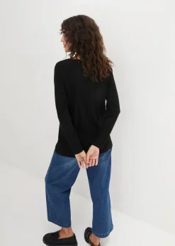 bonprix Bekleidung·Röcke|Nachhaltigere Materialien^Langarm-Shirt mit reiner Bio-Baumwolle schwarz