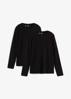 bonprix Bekleidung·Röcke|Basics^Langarmshirt mit reiner Bio-Baumwolle (2er Pack) schwarz