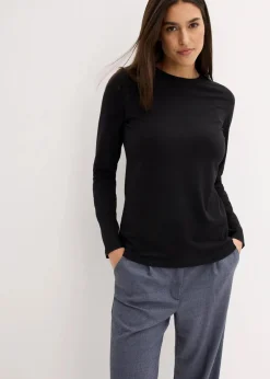 bonprix Bekleidung·Röcke|Basics^Langarmshirt mit reiner Bio-Baumwolle (2er Pack) schwarz