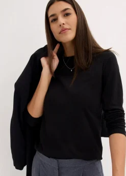 bonprix Bekleidung·Röcke|Basics^Langarmshirt mit reiner Bio-Baumwolle (2er Pack) schwarz