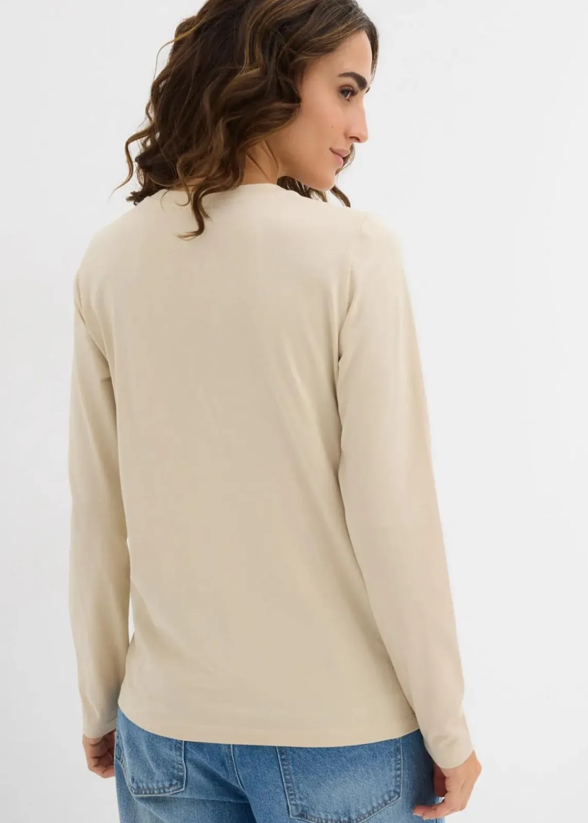 bonprix Shirts & Tops|Basics^Langarmshirt mit reiner Bio-Baumwolle (2er Pack) lavarot/hellsand