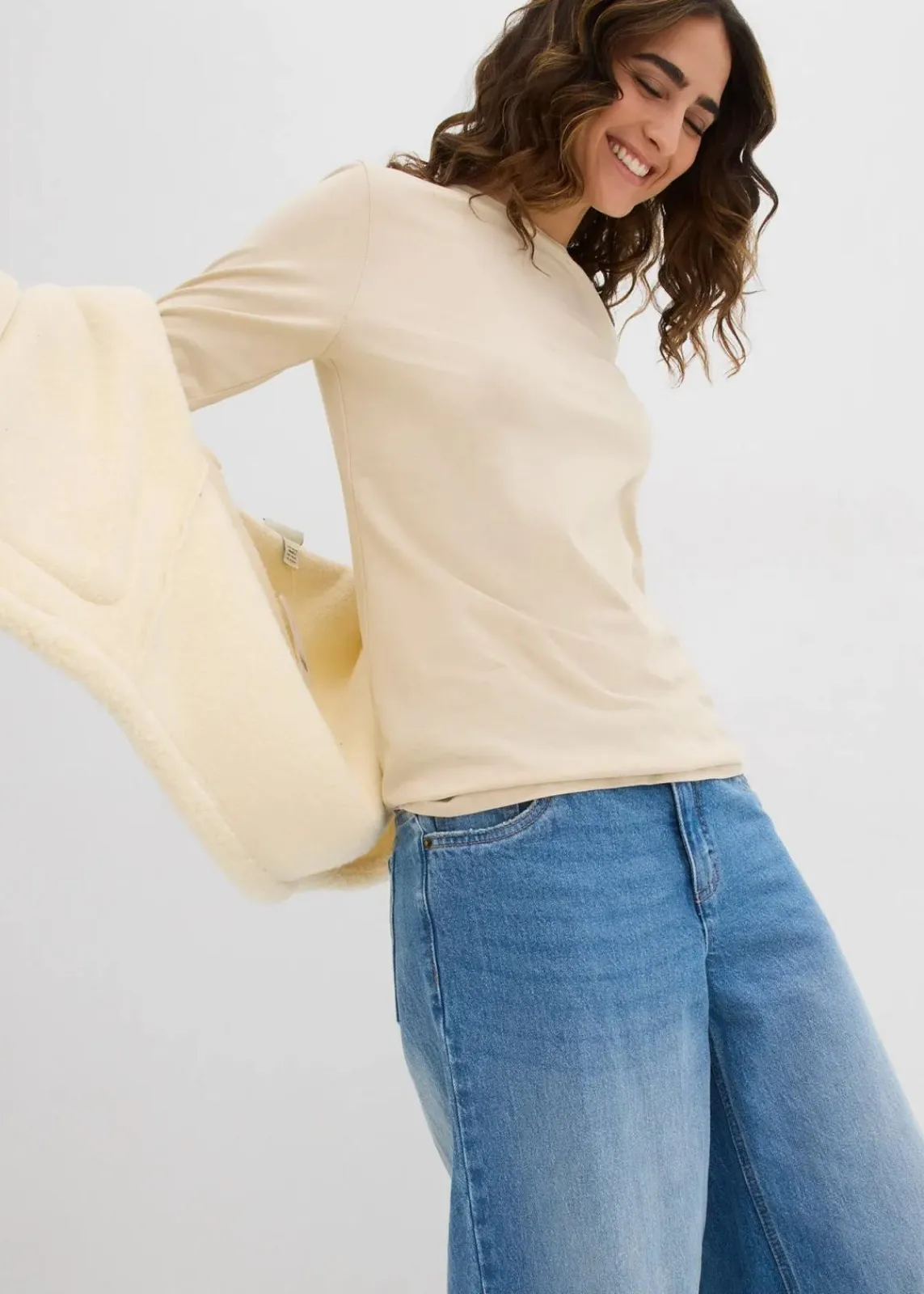 bonprix Shirts & Tops|Basics^Langarmshirt mit reiner Bio-Baumwolle (2er Pack) lavarot/hellsand