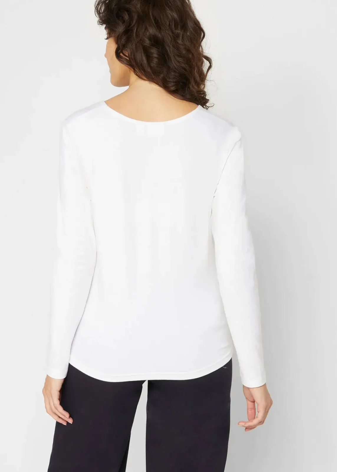 bonprix Bekleidung·Röcke|Basics^Langarmshirt mit reiner Bio-Baumwolle weiß