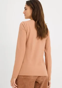 bonprix Shirts & Tops|Basics^Langarmshirt mit reiner Bio-Baumwolle (2er Pack) schokosorbet/erdoliv