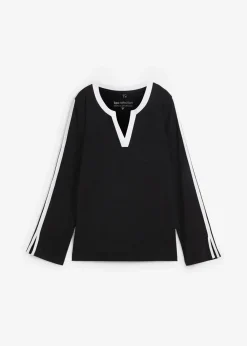 bonprix Shirts & Tops^Langarmshirt mit Schlitz schwarz/weiß