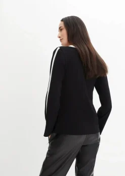 bonprix Shirts & Tops^Langarmshirt mit Schlitz schwarz/weiß