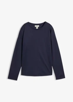 bonprix Premium|Shirts & Tops^Langarmshirt mit Seidenanteil dunkelblau
