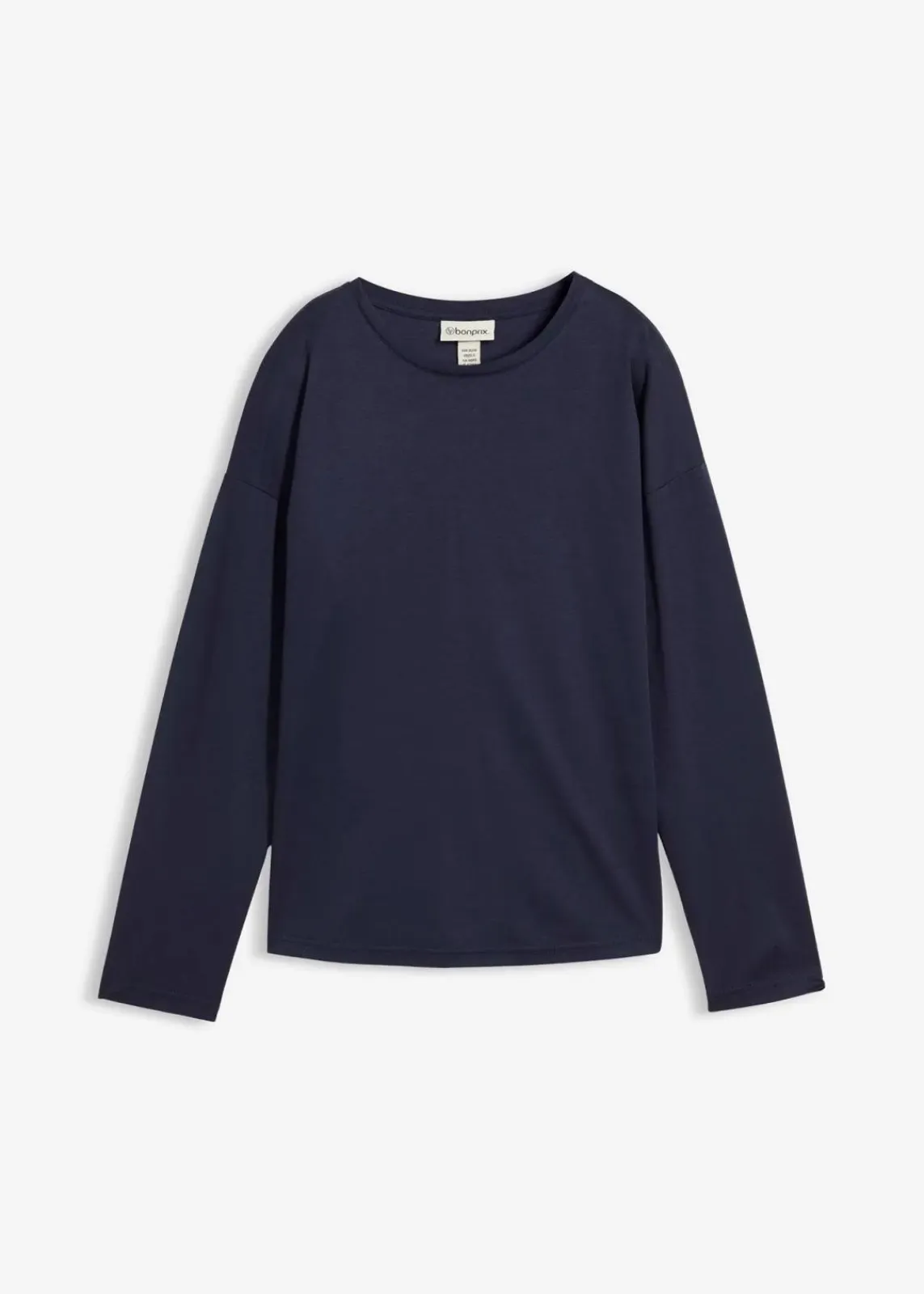 bonprix Premium|Shirts & Tops^Langarmshirt mit Seidenanteil dunkelblau