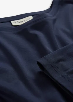 bonprix Premium|Shirts & Tops^Langarmshirt mit Seidenanteil dunkelblau