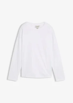 bonprix Shirts & Tops|Premium^Langarmshirt mit Seidenanteil weiß