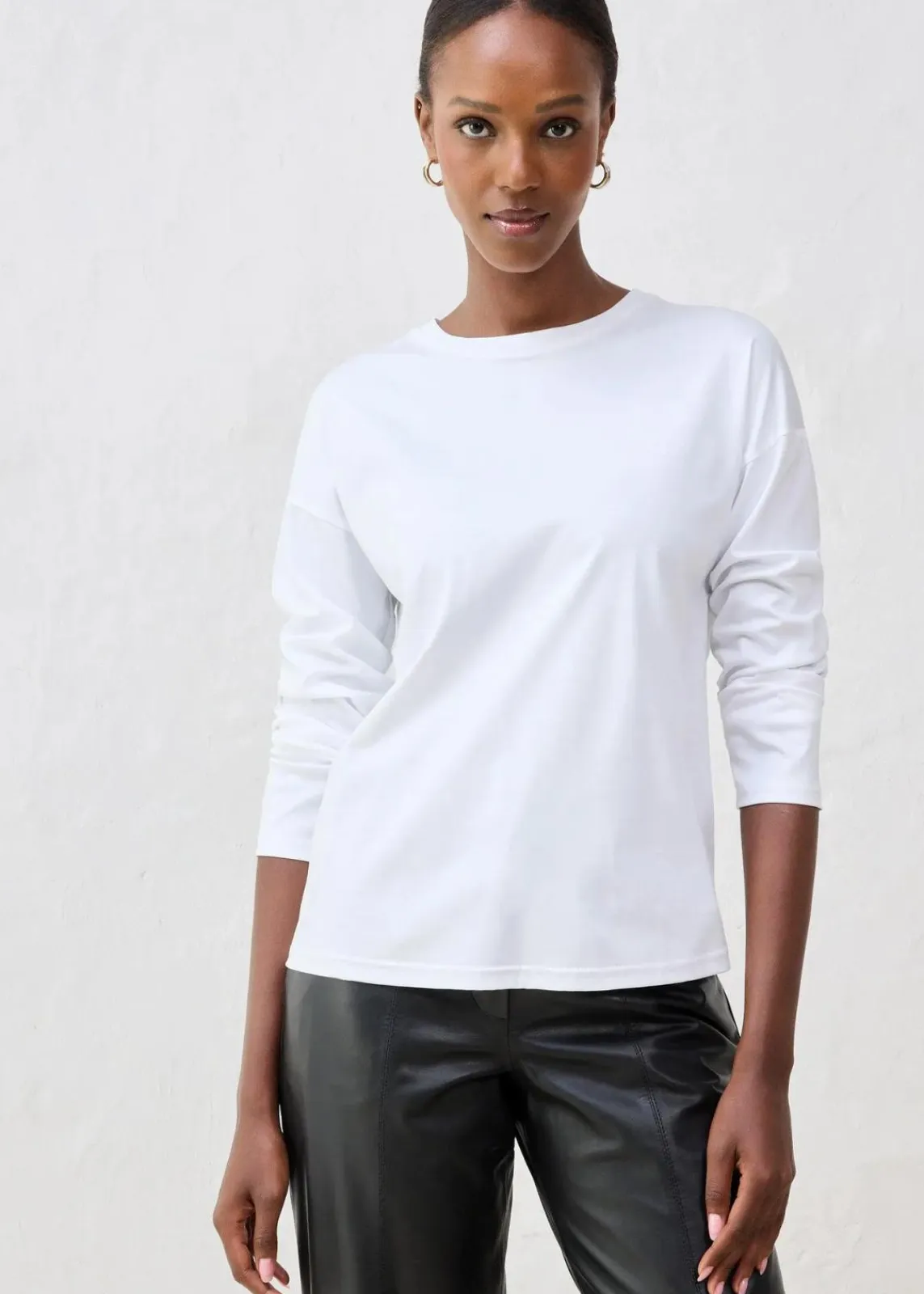 bonprix Shirts & Tops|Premium^Langarmshirt mit Seidenanteil weiß