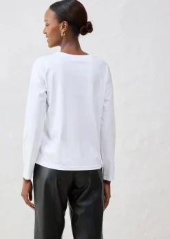 bonprix Shirts & Tops|Premium^Langarmshirt mit Seidenanteil weiß