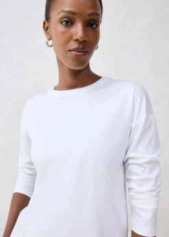 bonprix Shirts & Tops|Premium^Langarmshirt mit Seidenanteil weiß