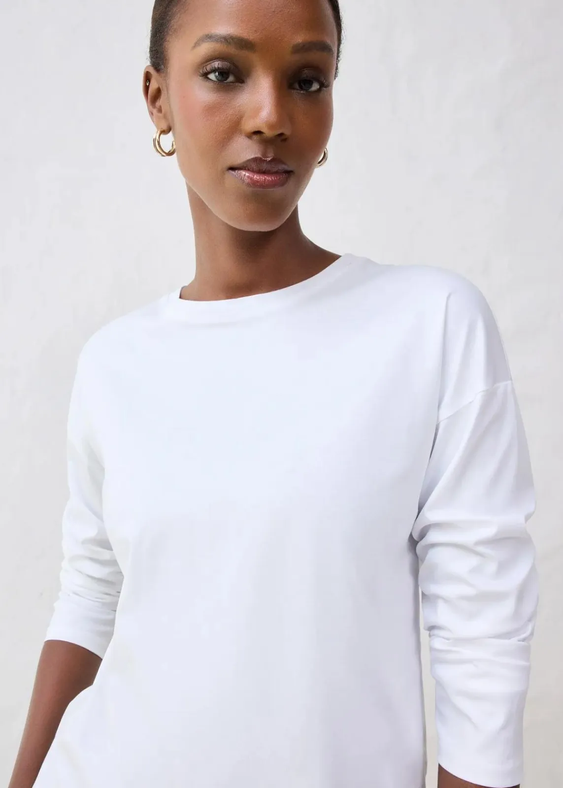 bonprix Shirts & Tops|Premium^Langarmshirt mit Seidenanteil weiß