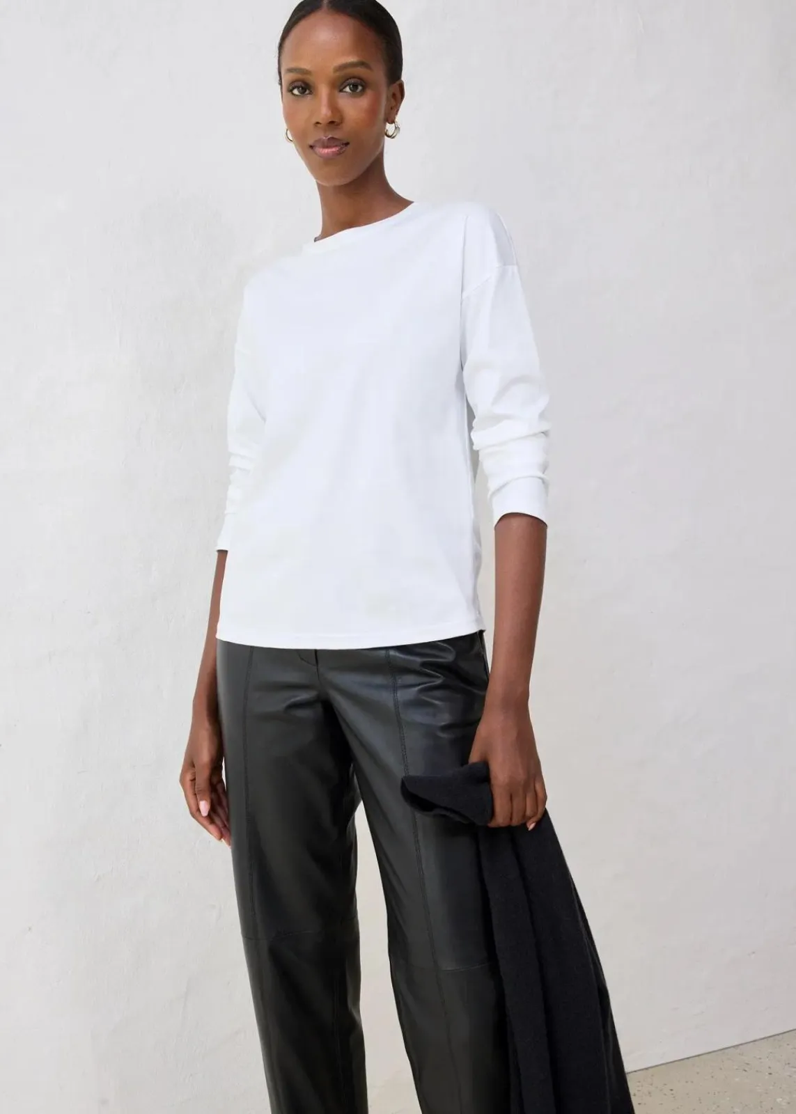 bonprix Shirts & Tops|Premium^Langarmshirt mit Seidenanteil weiß