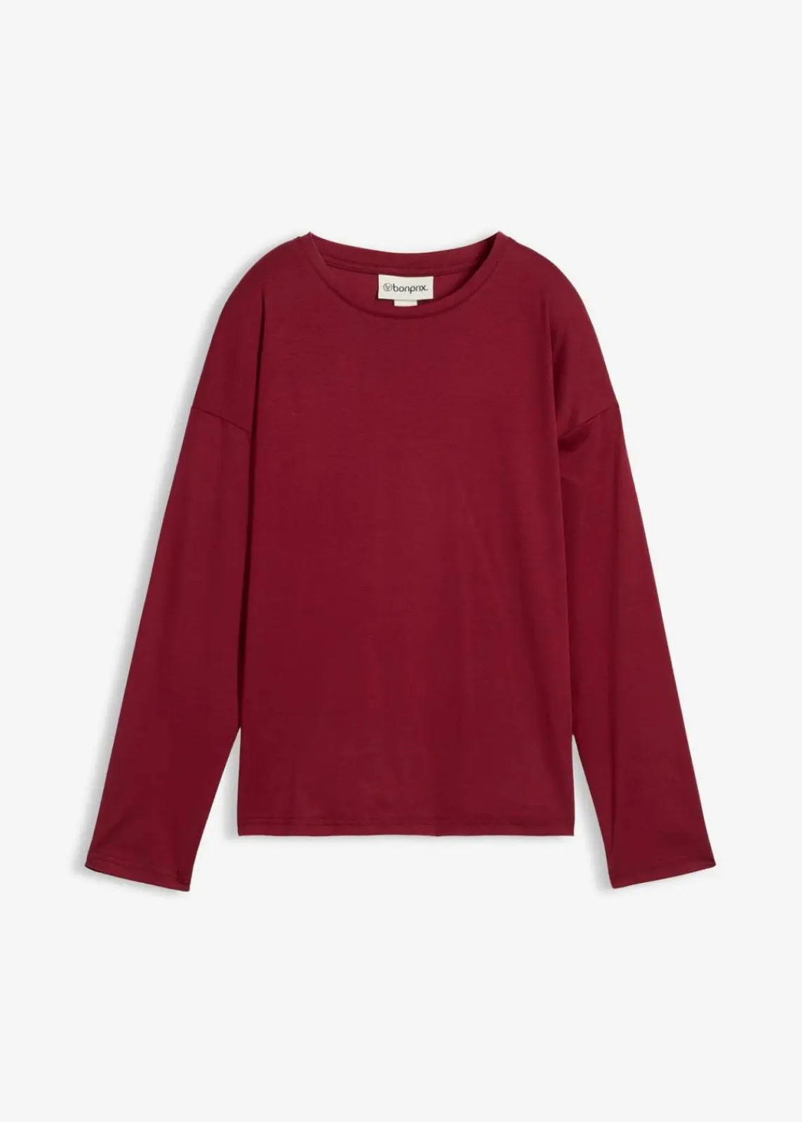 bonprix Premium|Shirts & Tops^Langarmshirt mit Seidenanteil pflaumenrot
