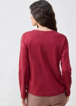 bonprix Premium|Shirts & Tops^Langarmshirt mit Seidenanteil pflaumenrot