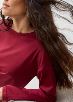 bonprix Premium|Shirts & Tops^Langarmshirt mit Seidenanteil pflaumenrot