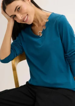 bonprix Shirts & Tops^Langarmshirt mit Ösen blaupetrol