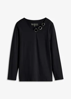 bonprix Shirts & Tops^Langarmshirt mit Ösen schwarz