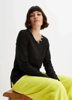 bonprix Shirts & Tops^Langarmshirt mit Ösen schwarz