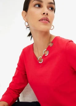 bonprix Shirts & Tops^Langarmshirt mit Ösen rot