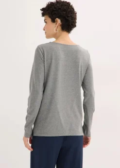 bonprix Shirts & Tops^Langarmshirt mit Ösen grau meliert meliert