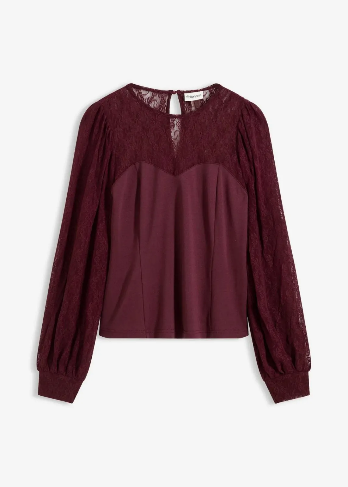 bonprix Shirts & Tops^Langarmshirt mit Spitze weinrot