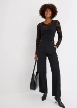 bonprix Shirts & Tops^Langarmshirt mit Spitze schwarz