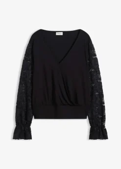 bonprix Shirts & Tops^Langarmshirt mit Spitze schwarz