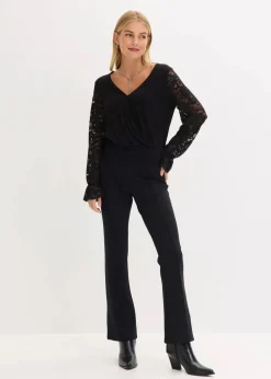 bonprix Shirts & Tops^Langarmshirt mit Spitze schwarz