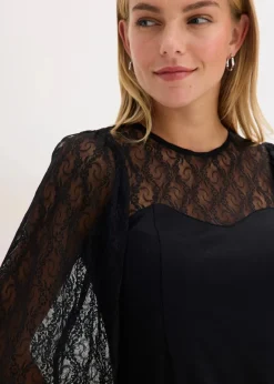 bonprix Shirts & Tops^Langarmshirt mit Spitze schwarz