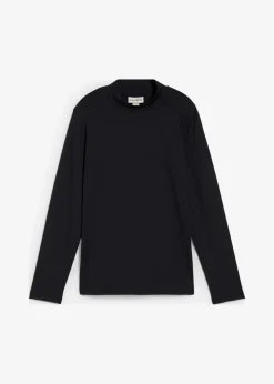 bonprix Bekleidung·Röcke|Nachhaltigere Materialien^Langarmshirt mit Stehkragen mit recyceltem Polyamid schwarz