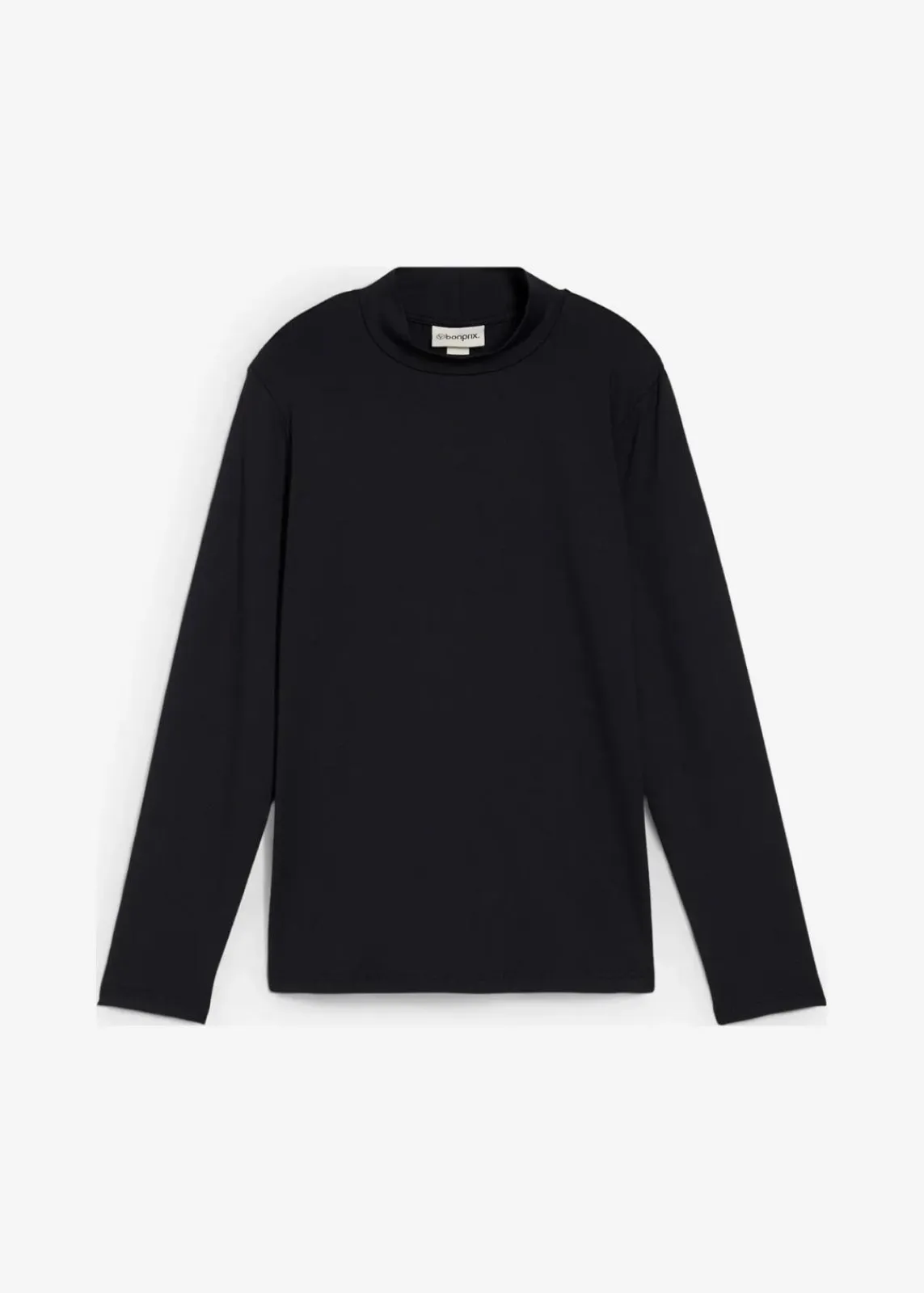 bonprix Bekleidung·Röcke|Nachhaltigere Materialien^Langarmshirt mit Stehkragen mit recyceltem Polyamid schwarz