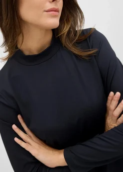 bonprix Bekleidung·Röcke|Nachhaltigere Materialien^Langarmshirt mit Stehkragen mit recyceltem Polyamid schwarz