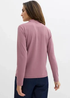 bonprix Shirts & Tops|Basics^Langarmshirt mit Stehkragen mit recyceltem Polyamid matt violett