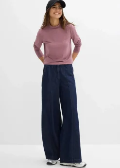 bonprix Shirts & Tops|Basics^Langarmshirt mit Stehkragen mit recyceltem Polyamid matt violett