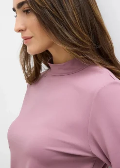bonprix Shirts & Tops|Basics^Langarmshirt mit Stehkragen mit recyceltem Polyamid matt violett