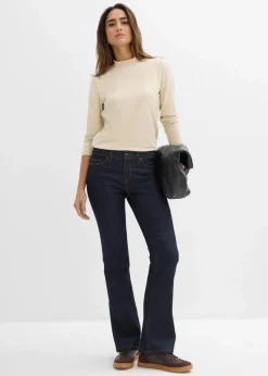 bonprix Shirts & Tops|Basics^Langarmshirt mit Stehkragen mit recyceltem Polyamid hellsand