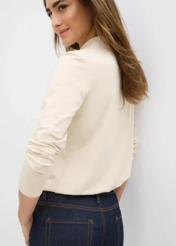 bonprix Shirts & Tops|Basics^Langarmshirt mit Stehkragen mit recyceltem Polyamid hellsand