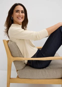 bonprix Shirts & Tops|Basics^Langarmshirt mit Stehkragen mit recyceltem Polyamid hellsand