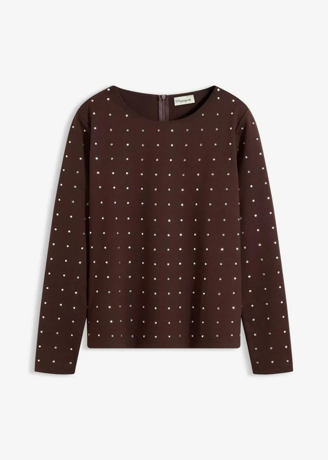 bonprix Shirts & Tops^Langarmshirt mit Strass-Applikation dunkelbraun